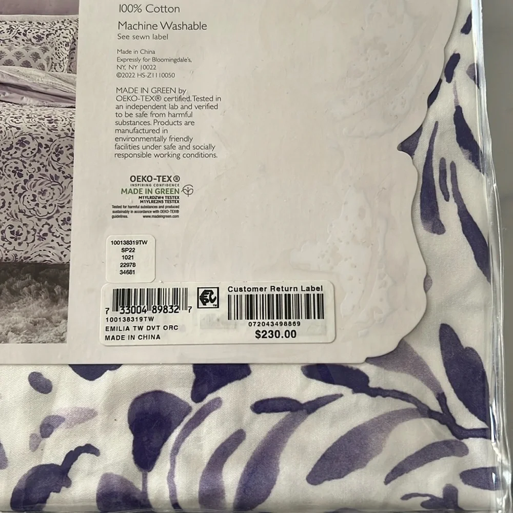 SKY Emilia Paisley 2-Piece Twin Comforter Cover & Standard Pillow Sham, NWT $230